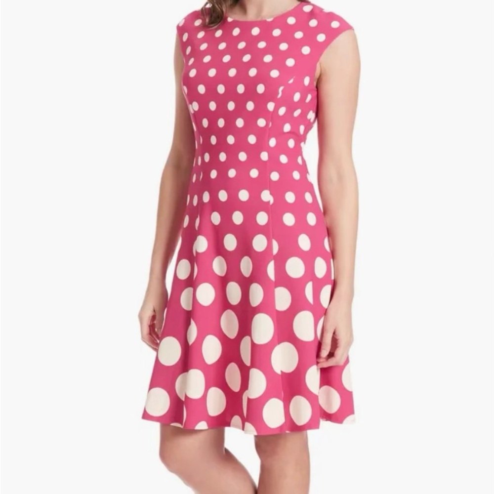 London Times Pink Polka Dot Dress